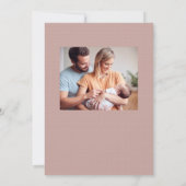 レトロはっきりしたハローかわいいフォトピンク誕生 案内状 (裏面)