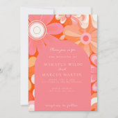 レトロはっきりしたピンクアーチ結婚式招待状 招待状 (正面)