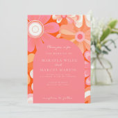 レトロはっきりしたピンクアーチ結婚式招待状 招待状 (スタンド正面)