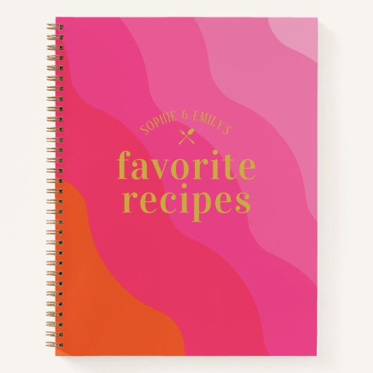 レトロはっきりしたピンク婚約新着レシピ ノートブック (正面)