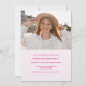 レトロはっきりしたピンク2025卒業パーティー4写真 招待状 (裏面)