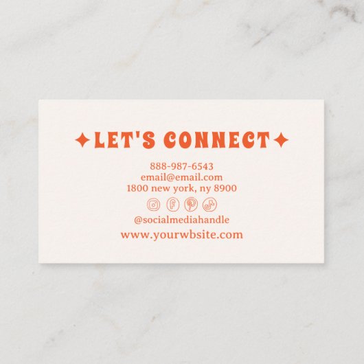 レトロはっきりしたピンク70sボホグルーヴィファンキーガーリートレンディー 名刺 (裏面)