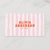 レトロはっきりしたピンク70sボホグルーヴィファンキーガーリートレンディー 名刺 (正面)