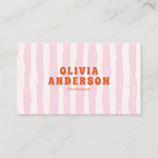 レトロはっきりしたピンク70sボホグルーヴィファンキーガーリートレンディー 名刺 (正面)