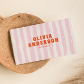 レトロはっきりしたピンク70sボホグルーヴィファンキーガーリートレンディー 名刺