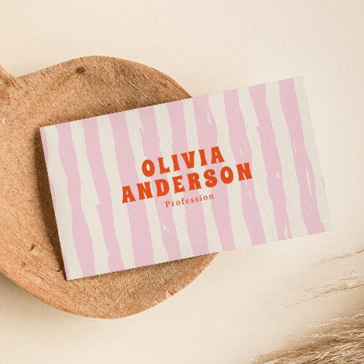 レトロはっきりしたピンク70sボホグルーヴィファンキーガーリートレンディー 名刺