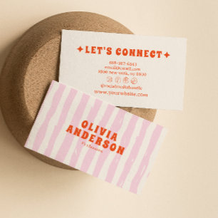 レトロはっきりしたピンク70sボホグルーヴィファンキーガーリートレンディー 名刺