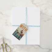 レトロはっきりしたブライトタイポグラフィ結婚写真 ギフトタグ (より糸付き)