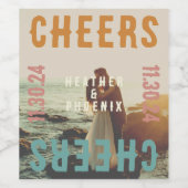 レトロはっきりしたブライトタイポグラフィ結婚写真 ワインラベル (シングルラベル)