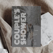 レトロはっきりしたブラックフォトカップルシャワー 招待状