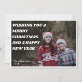 レトロはっきりしたホワイト文字オーバーレイ写真クリスマスイヤー シーズンカード (正面)