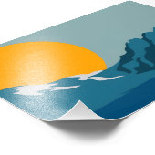 レトロはっきりしたマウンテンシーン – 赤と青のミニマリス フォトプリント            (角)