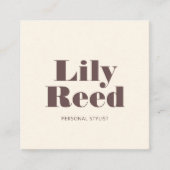 レトロはっきりしたミニマルべージュ スクエア名刺 (正面)