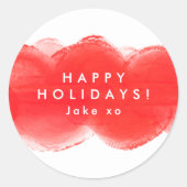 レトロはっきりしたモダンレッドおもしろいハッピーホリデーズ ラウンドシール (正面)