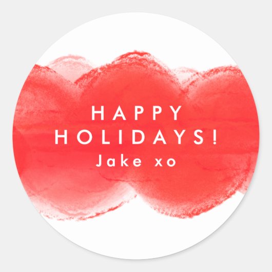 レトロはっきりしたモダンレッドおもしろいハッピーホリデーズ ラウンドシール (正面)