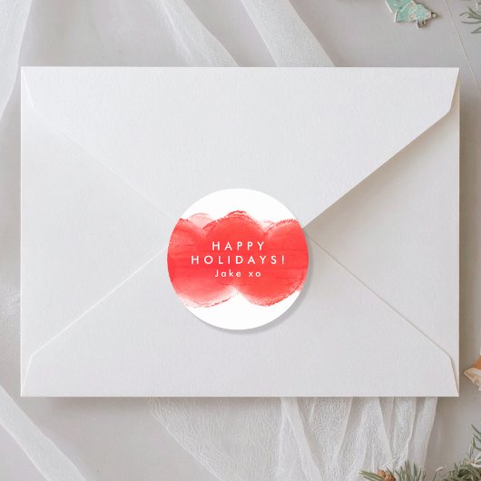 レトロはっきりしたモダンレッドおもしろいハッピーホリデーズ ラウンドシール