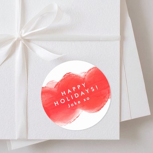 レトロはっきりしたモダンレッドおもしろいハッピーホリデーズ ラウンドシール