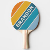 レトロはっきりしたレインボーストライプのー（名前） 卓球ラケット (裏面)