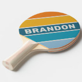 レトロはっきりしたレインボーストライプのー（名前） 卓球ラケット (正面アングル)