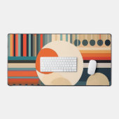 レトロはっきりした円とストライプ1 / 6 デスクマット (キーボード&マウス)