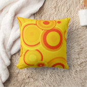 レトロはっきりした円 – 黄&オレンジ クッション (ブランケット)