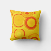 レトロはっきりした円 – 黄&オレンジ クッション (正面)