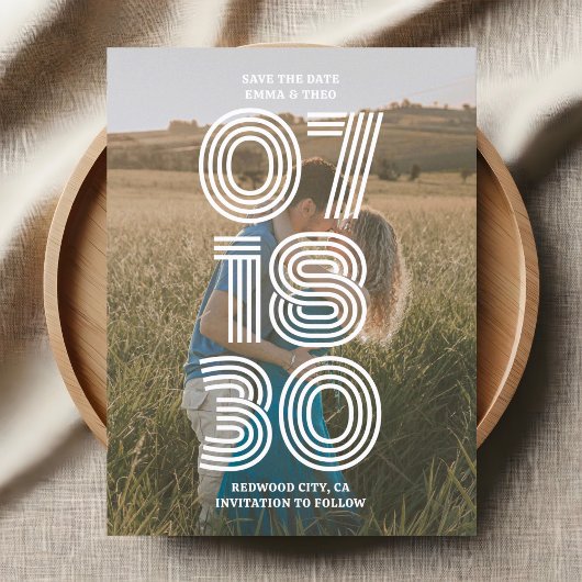 レトロはっきりした写真の結婚式の日付の保存 ポストカード