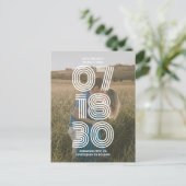 レトロはっきりした写真の結婚式の日付の保存 ポストカード (スタンド正面)