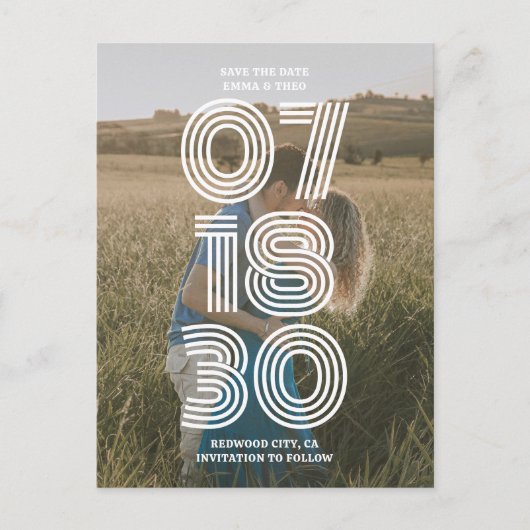 レトロはっきりした写真の結婚式の日付の保存 ポストカード (正面)