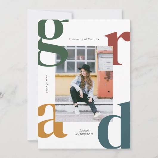 レトロはっきりした写真教室2024年卒業 招待状 (正面)