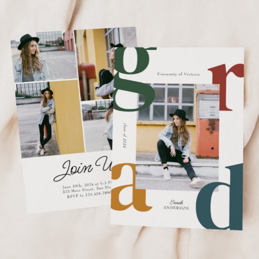 レトロはっきりした写真教室2024年卒業 招待状