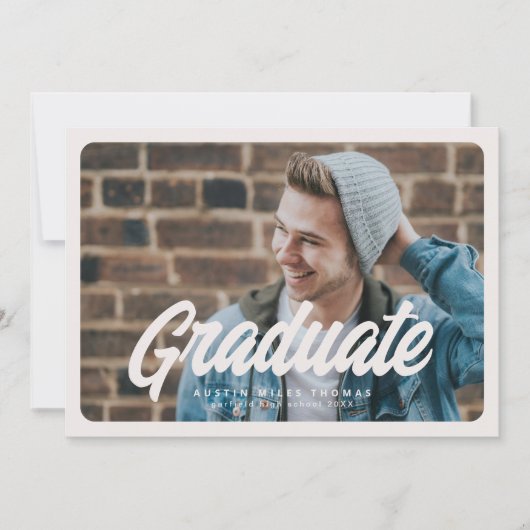 レトロはっきりした卒業写真アナウンスメントカード 案内状 (正面)