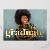 レトロはっきりした大学院写真の卒業発表 箔招待状 (正面)