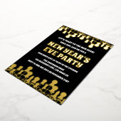 レトロはっきりした大晦日パーティー 箔招待状 (回転した状態)