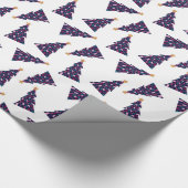 レトロはっきりした市松模様にクリスマスツリーパターン ラッピングペーパー (角)