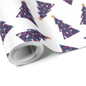 レトロはっきりした市松模様にクリスマスツリーパターン ラッピングペーパー (ロールコーナー)