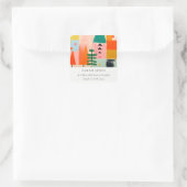 レトロはっきりした抽象芸術クリスマスの風景住所 スクエアシール (バッグ)