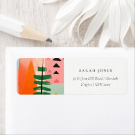 レトロはっきりした抽象芸術クリスマスの風景住所 ラベル