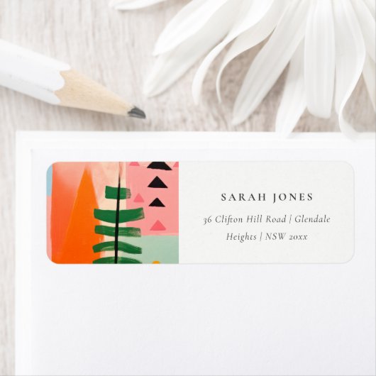 レトロはっきりした抽象芸術クリスマスの風景住所 ラベル (インサイチュ)