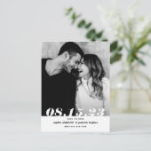 レトロはっきりした斜体タイポグラフィ写真の保存日付 案内ポストカード (スタンド正面)