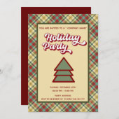 レトロはっきりした格子状おもしろい会社パーティー 招待状 (正面/裏面)