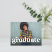 レトロはっきりした横型フォト卒業招待状 ポストカード (スタンド正面)