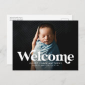 レトロはっきりした歓迎の出産案内はがき 案内ポストカード (正面/裏面)