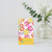 レトロはっきりした熱帯の花，ハイビスカス 名刺 (スタンド正面)