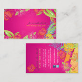 レトロはっきりした熱帯の花，ハイビスカス 名刺 (正面/裏面)