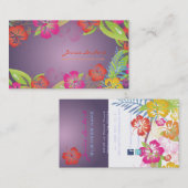 レトロはっきりした熱帯の花，ハイビスカス 名刺 (正面/裏面)
