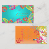 レトロはっきりした熱帯の花,ハイビスカス 名刺 (正面/裏面)