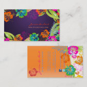 レトロはっきりした熱帯の花，ハイビスカス 名刺 (正面/裏面)