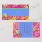 レトロはっきりした熱帯の花，ハイビスカス 名刺 (正面/裏面)