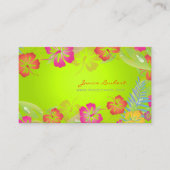 レトロはっきりした熱帯の花,ハイビスカス 名刺 (正面)